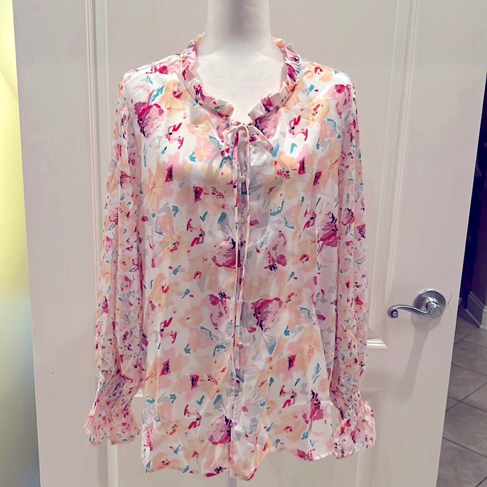 Lauren Michele As Itf Smocked Blouse Size XL Pink New in Bag